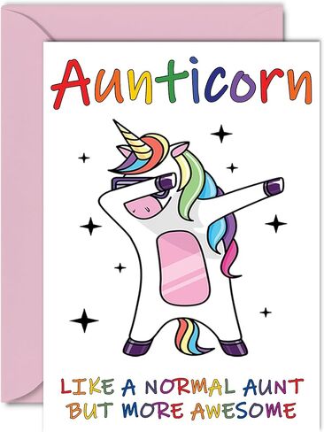 Stuff4 Aunt Birthday Cards for Her - Aunticorn - Funny Aunty Birthday Cards, 5.7 x 5.7 Inch Birthday Greeting Cards, Happy Birthday Aunt Card Unicorn Awesome Auntie Present Gift from Nephew or Niece in Kuwait