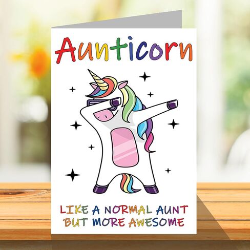 Stuff4 Aunt Birthday Cards for Her - Aunticorn - Funny Aunty Birthday Cards, 5.7 x 5.7 Inch Birthday Greeting Cards, Happy Birthday Aunt Card Unicorn Awesome Auntie Present Gift from Nephew or Niece in Kuwait