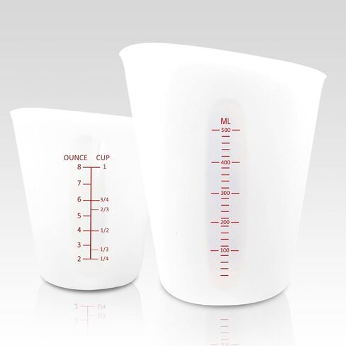 Silicone Measuring Cups, Demorex Silicone Reusable Mixing Pouring Measure Cups, Melt Stir Squeeze & Pour Measuring Cups for Epoxy Resin Casting Moulds Cups 2Pack 500ml(16oz)/250ml(8oz) in Kuwait