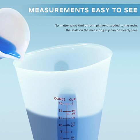 Silicone Measuring Cups, Demorex Silicone Reusable Mixing Pouring Measure Cups, Melt Stir Squeeze & Pour Measuring Cups for Epoxy Resin Casting Moulds Cups 2Pack 500ml(16oz)/250ml(8oz) in Kuwait