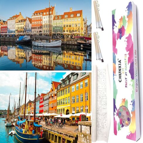CHUNXIA Paint by Numbers Kit for Adults Beginner,2 Pack Rolled Canvas Wall Art Easy Painting by Numbers Kit Landscape Venice Decor Packaged in a Nice Box,12x16inch(259-260) in Saudi Arabia