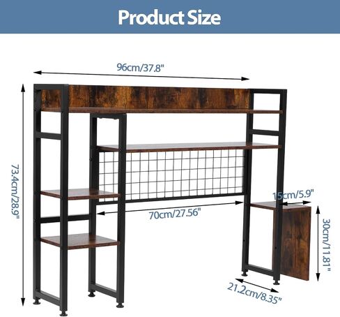 Desk Shelf, Desktop Bookshelf Organizer, 2-Tier Multipurpose Countertop Hutch Display Shelf Adjustable Wood Bookcase Organizer for Dorm Office Home - Brown in Saudi Arabia