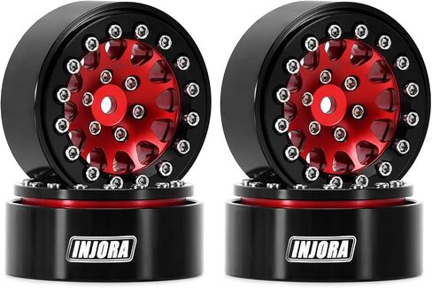 INJORA 1.3" Aluminium Beadlock Wheels for TRX4M SCX24 1/24 1/18 RC Crawler Upgrade(Sliver Black) in Saudi Arabia