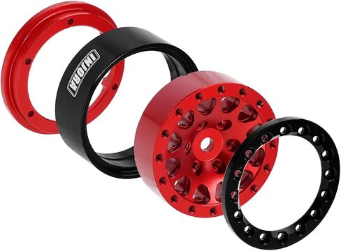 INJORA 1.3" Aluminium Beadlock Wheels for TRX4M SCX24 1/24 1/18 RC Crawler Upgrade(Sliver Black) in Saudi Arabia