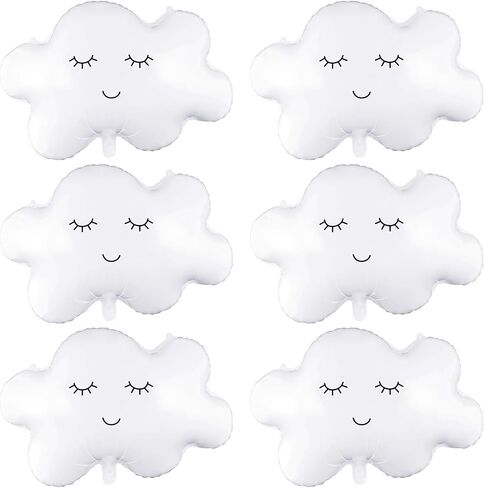 6 Pieces Cloud Balloons,White Cloud Foil Balloons,Cloud Balloons Baby Shower,Cute Cloud Shaped Balloons for Boys Girls Baby Shower Themed Party Birthday Party Wedding Decorations Supplies (Facecloud) in Kuwait