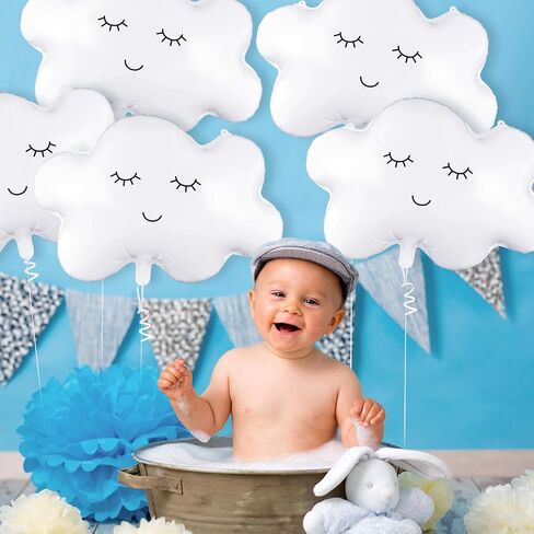 6 Pieces Cloud Balloons,White Cloud Foil Balloons,Cloud Balloons Baby Shower,Cute Cloud Shaped Balloons for Boys Girls Baby Shower Themed Party Birthday Party Wedding Decorations Supplies (Facecloud) in Kuwait