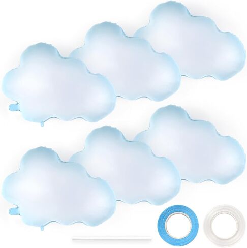 6 Pieces Cloud Balloons,White Cloud Foil Balloons,Cloud Balloons Baby Shower,Cute Cloud Shaped Balloons for Boys Girls Baby Shower Themed Party Birthday Party Wedding Decorations Supplies (Facecloud) in Kuwait