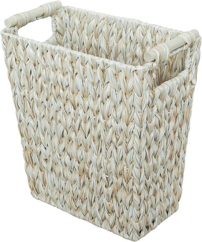 Wicker Trash Can,6 Gallon Bathroom Trash Can,Waterproof Wicker Waste Basket for Bedroom,Decorative Bedroom Trash Can with Handle,Narrow Small Garbage Can for Office, Living Room,Cream White in Saudi Arabia