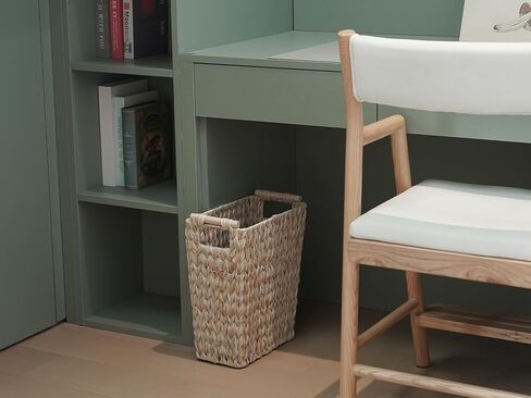 Wicker Trash Can,6 Gallon Bathroom Trash Can,Waterproof Wicker Waste Basket for Bedroom,Decorative Bedroom Trash Can with Handle,Narrow Small Garbage Can for Office, Living Room,Cream White in Saudi Arabia