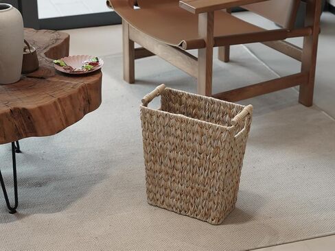 Wicker Trash Can,6 Gallon Bathroom Trash Can,Waterproof Wicker Waste Basket for Bedroom,Decorative Bedroom Trash Can with Handle,Narrow Small Garbage Can for Office, Living Room,Cream White in Saudi Arabia