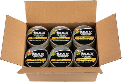 Duck Max Strength Clear Packing Tape Refills – 6 Rolls of Maximum Strength Heavy Duty Packaging Tape for Shipping & Moving, Strong Packing Tape for Boxes, 1.88 Inch x 54.6 Yards, Clear (241513) in Saudi Arabia