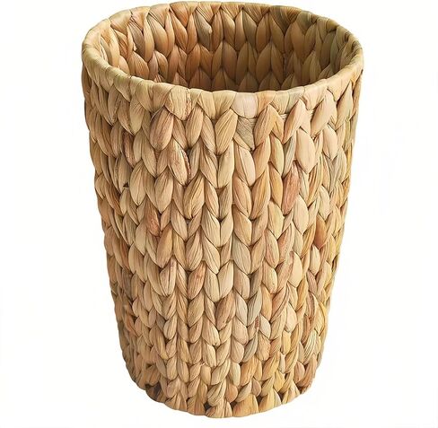 Small Wicker Trash Can, Bathroom Woven Water Hyacinth Wicker Waste Basket for Bedroom, Decorative Boho Trash Can for Bathroom、Home Office、Kitchen(2 Gallons) in Saudi Arabia