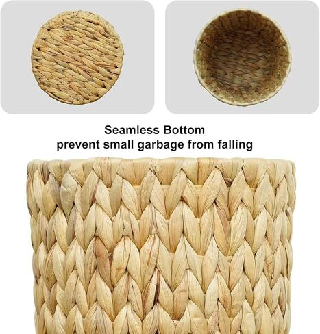Small Wicker Trash Can, Bathroom Woven Water Hyacinth Wicker Waste Basket for Bedroom, Decorative Boho Trash Can for Bathroom、Home Office、Kitchen(2 Gallons) in Saudi Arabia