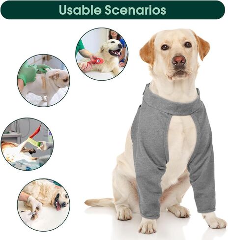 كوزر استرداد الأكمام للكلاب حماية الساق الأمامية بعد الجراحة ، واقي الكوع الكلب للكلاب الصغيرة المتوسطة الكبيرة ، وأكمام ساق المفصل الكلب منع لعق الكلب مخروط بديل ، رمادي xxxl in Kuwait