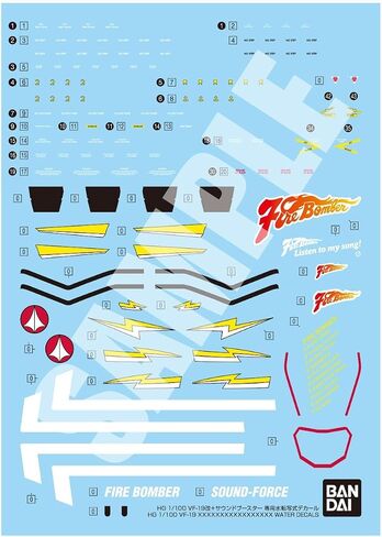 Bandai Hobby - Macross 7 - VF-19 Custom Fire Valkyrie with Sound Booster Water Decals, Bandai Spirits Decal Model Kit in Saudi Arabia
