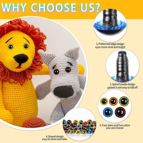 عيون السلامة Mucunnia 80 ملمًا 10 مم-18 ملم عيون أمان لـ Amigurumi العيون السلامة الملونة من Amigurumi للكروشيه مع عيون الكروشيه للحيوانات المحشوة الفخمة ولعبها محشوة وزينة الهالوين in Kuwait