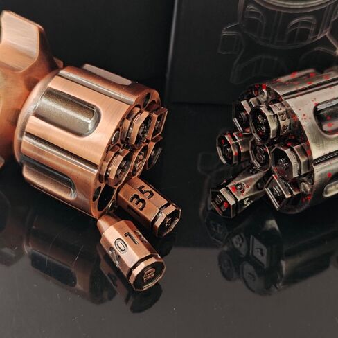 مجموعة زهر الرصاص المعدنية ذات الرصاص المعدني من 7 مع حاوية مسدس الغزل steampunk cyberpunk على غرار الأسلوب الأبراج المحصنة و dnd هدايا RPG دور لعب ألعاب الزهر (ذهبية) in Saudi Arabia