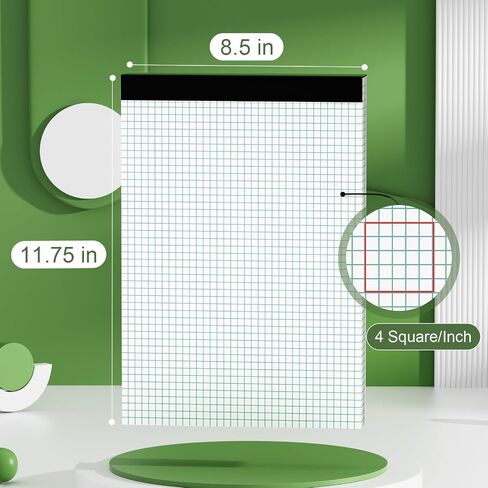 3 Pack Graph Paper Pad Quad Ruled, 2x2 Quad Legal Pads 8.5 x 11 Grid Pad with Cardboard, White Perforations Paper with Blue Lines Graph Paper Notebook for Home, Office, School (50 Sheets per Pads) in Saudi Arabia