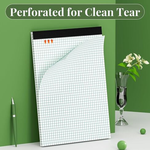 3 Pack Graph Paper Pad Quad Ruled, 2x2 Quad Legal Pads 8.5 x 11 Grid Pad with Cardboard, White Perforations Paper with Blue Lines Graph Paper Notebook for Home, Office, School (50 Sheets per Pads) in Saudi Arabia