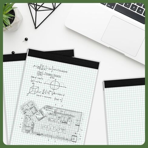 3 Pack Graph Paper Pad Quad Ruled, 2x2 Quad Legal Pads 8.5 x 11 Grid Pad with Cardboard, White Perforations Paper with Blue Lines Graph Paper Notebook for Home, Office, School (50 Sheets per Pads) in Saudi Arabia