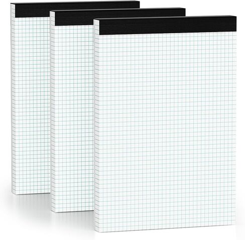 3 Pack Graph Paper Pad Quad Ruled, 2x2 Quad Legal Pads 8.5 x 11 Grid Pad with Cardboard, White Perforations Paper with Blue Lines Graph Paper Notebook for Home, Office, School (50 Sheets per Pads) in Saudi Arabia