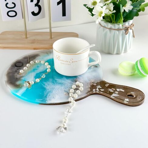 Silicone Tray Mold, DIY Round Cutting Board Molde De Silicona para Resina Epoxica, Serving Plate Epoxy Resin Casting Molds, Large Silicon Molding for Handle Geode Rolling Trinket Trays in Kuwait
