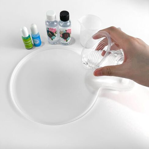 Silicone Tray Mold, DIY Round Cutting Board Molde De Silicona para Resina Epoxica, Serving Plate Epoxy Resin Casting Molds, Large Silicon Molding for Handle Geode Rolling Trinket Trays in Kuwait