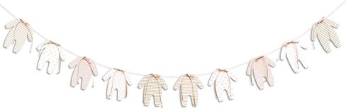 Baby Bow Clothes Banner - Short Sleeve Onesies Bodysuits For Baby Shower,Bodysuits Clothesline Birthday Party Banner,Gender Reveal Neutral Party Supplies (bow cloth leaf) in Kuwait