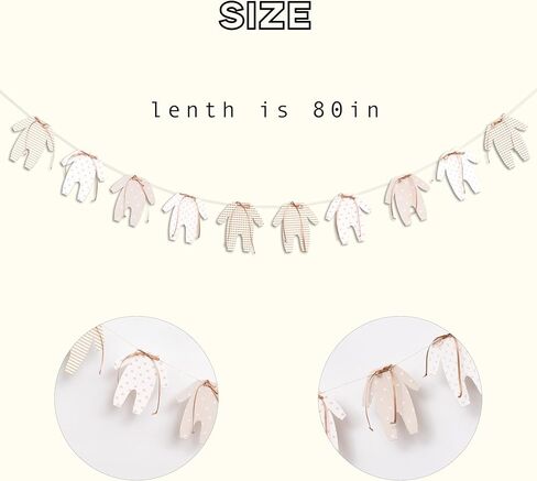 Baby Bow Clothes Banner - Short Sleeve Onesies Bodysuits For Baby Shower,Bodysuits Clothesline Birthday Party Banner,Gender Reveal Neutral Party Supplies (bow cloth leaf) in Kuwait