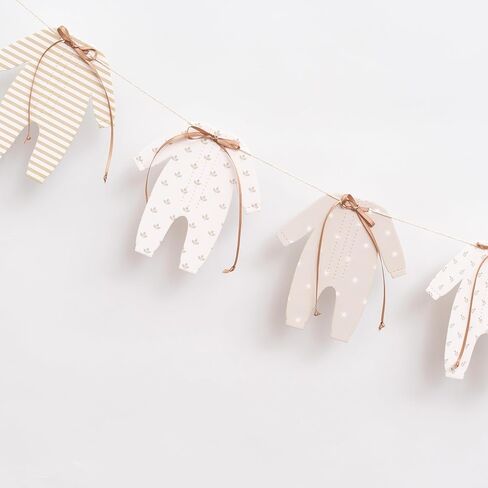 Baby Bow Clothes Banner - Short Sleeve Onesies Bodysuits For Baby Shower,Bodysuits Clothesline Birthday Party Banner,Gender Reveal Neutral Party Supplies (bow cloth leaf) in Kuwait