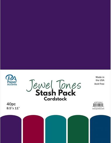PA Paper Accents Stash Pack Cardstock Pack 8.5" x 11" Jewel Tones, colored cardstock paper for card making, scrapbooking, printing, quilling and crafts, 65lb., 40 pieces in Saudi Arabia