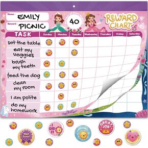 Gooji Princess Reward Chart for Kids - Motivational Chore Chart for Kids, Behavior Chart for Kids at Home, Sticker Chart - Perfect for Encouraging Good Habits, Learning, and Responsibility