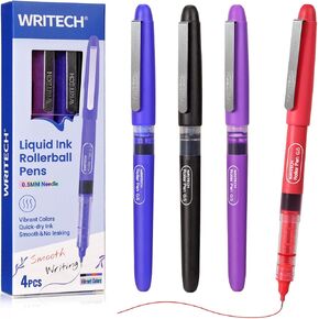 WRITECH Liquid Ink RollerBall Pens Quick Dry Ink 0.5 mm Extra Fine Point Pens 8 Pcs Rollering Pens Assorted Colors Ink for Writing, Taking Notes & Sketching (Multicolor)