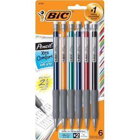 BIC Mechanical Pencil Xtra Comfort, 0.5 mm, Assorted Barrel (BICMPFGP61), 6 count