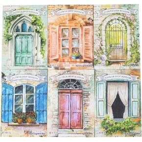 MAFELOE Scrapbook Supplies 6 Packs, 20 Pieces Each, Junk Journal Kit Decoupage Paper Scrapbook Paper Materials-Door&Window Flower