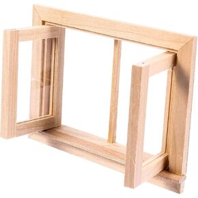 MILISTEN 1pc Window Sliding Model Photo Ornament Dollhouse Windows Miniature Windows for Crafts Wood Windows Miniature Mini Doll Simulation Furniture Model Wooden Household Small Window