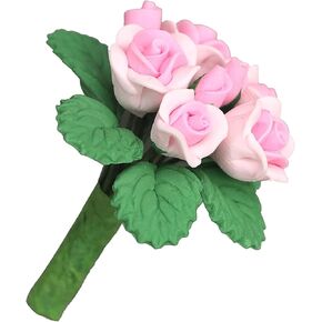 Pink 1:12 Scale Flowers Dollhouse Miniature Flowers Tiny Flowers Resin Mini Roses Artificial Flowers Mini Roses for Crafts, Small Flowers for Crafts Mini Flowers for Decoration (1.4 Inch)