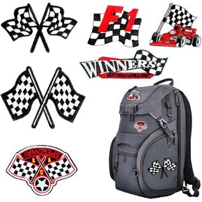 6Pcs F1 Cars Iron On Patches, Racing Patches, Lightning Patches, Ferrari Patch Embroidered Iron On Patches for Jackets, Jeans, Hats, Bags, DIY Craft Projects