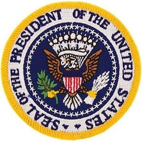 Presidential Seal of The President of The United States Embroidered Iron on Patch, 3.12 Inches, Gold Border Trump MAGA