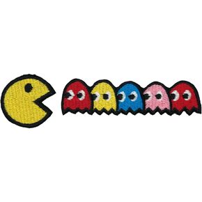Pac-Man Ghosts Blinky Pinky Inky Clyde Embroidered Iron On/Sew On Patch, Black