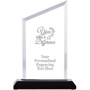 You Make A Difference Acrylic Award, 8" H Personalized Acrylic Award Trophy with Custom Engraving Prime