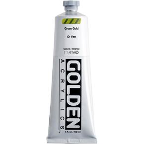 Heavy Body Acrylics by GOLDEN, Green Gold, 5 fl. oz. Tube, Professional Acrylic Paint, Transparent