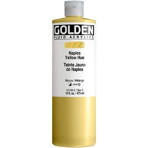 Fluid Acrylics by GOLDEN, Naples Yellow Hue, 16 fl. oz. Bottle, Professional Acrylic Paint, Semi-Opaque