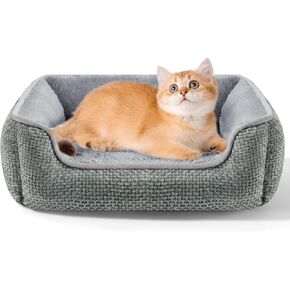 Dog Bed for Puppy & Cats Rectangle Washable Soft Orthopedic Pet Sofa Bed for Dog Cat Beds for Indoor Cats with Anti-Slip Bottom Dark Grey S