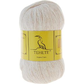 TEHETE Angora Wool Yarn for Crocheting Soft Luxurious Fuzzy Chunky Angora Rabbit Hair Knitting Yarn(Tan,3Balsl)