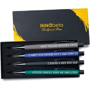 InnoBeta Police Gifts, Ballpoint Pen Set of 4, Perfect Police Gifts Idea for Men on Birthday and Christmas