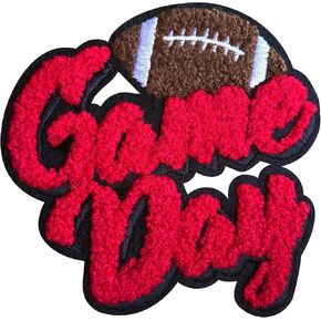 Chenille Gameday Patches Iron on Gameday Patches Football Patches (Red)