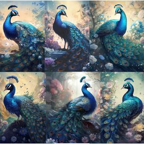 Beautiful Peacocks Rice Paper, 8 x 10.5 inch (6pc) - Mulberry Paper for Decoupage Scrapbooking Cards Crafts by Craft Kreatively