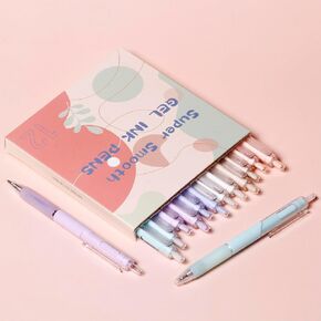 XIZE SH Ultra Fine Gel Pens,12 Pack, 0.38mm Ultra Fine Point Smooth Writing Pens for Girls Women,Cute Pens Office School Supplies