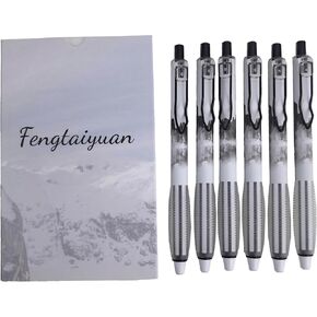 Fengtaiyuan GRB05P6 Silent Press Neutral Pen - Black Ink, 0.5mm Bullet Head, Smooth Writing, 6 Count (Black05P6)